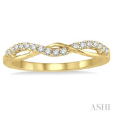 1/5 Ctw Twisted Top Round Cut Diamond Wedding Band in 14K Yellow Gold
